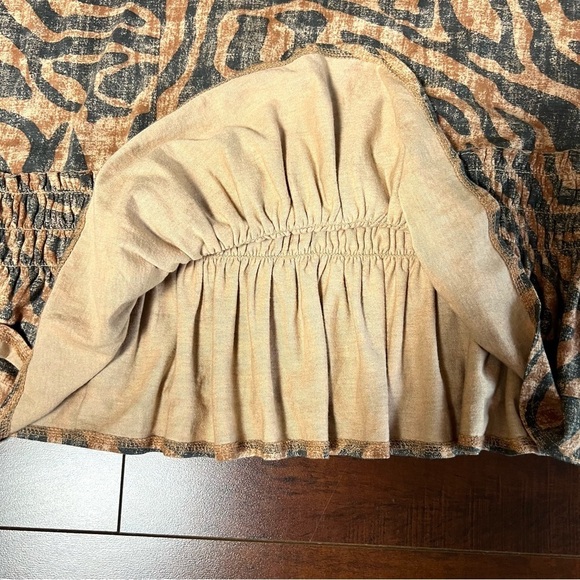 ANTHROPOLOGIE Daily Practice Ruffled Mini Dress Animal Print Brown Size XS - Picture 9 of 14